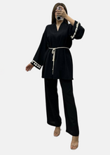 Load image into Gallery viewer, Black Linen Kimono Set