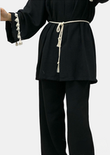 Load image into Gallery viewer, Black Linen Kimono Set
