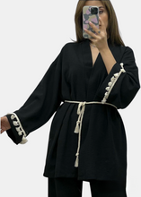 Load image into Gallery viewer, Black Linen Kimono Set