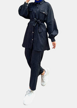 Load image into Gallery viewer, Navy blue striped set