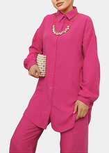 Load image into Gallery viewer, Fuchsia pink linen set