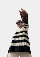 Load image into Gallery viewer, Beige & Black striped knit set