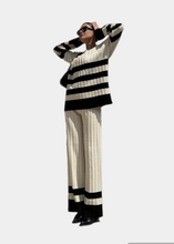 Load image into Gallery viewer, Beige & Black striped knit set