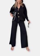 Load image into Gallery viewer, CHARA Black Knitted Cardigan Set