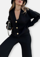 Load image into Gallery viewer, CHARA Black Knitted Cardigan Set
