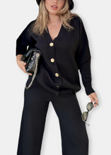 Load image into Gallery viewer, CHARA Black Knitted Cardigan Set