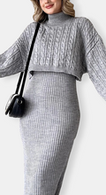 Charger l'image dans la galerie, Ensemble Robe en maille Gris