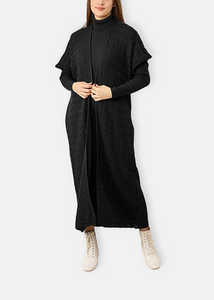 Ensemble long gilet & robe Noir