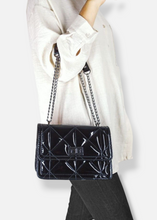 Load image into Gallery viewer, Black patent quilted bag