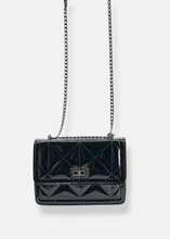 Load image into Gallery viewer, Black patent quilted bag