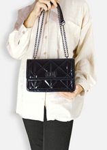 Load image into Gallery viewer, Black patent quilted bag