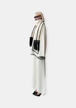 Load image into Gallery viewer, ADHIL Contrast Stitch Knit Cardigan Set with Scarf Cream White