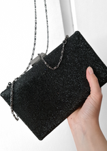 Load image into Gallery viewer, Black rhinestone evening bag