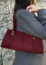 Load image into Gallery viewer, Sac baguette suédine Bordeaux
