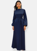 Load image into Gallery viewer, Robe Satin Bleu