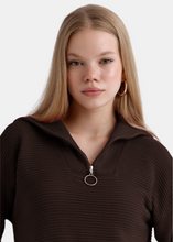 Load image into Gallery viewer, OKAB High Neck Knitted Sweater Dress Brown