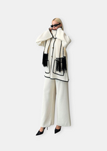 Load image into Gallery viewer, ADHIL Contrast Stitch Knit Cardigan Set with Scarf Cream White
