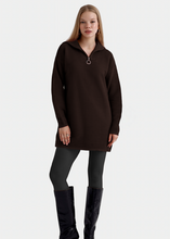 Load image into Gallery viewer, OKAB High Neck Knitted Sweater Dress Brown