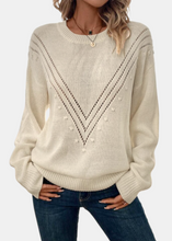 Load image into Gallery viewer, Pull en maille V Beige