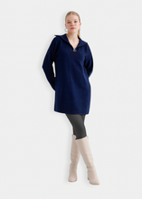 Load image into Gallery viewer, OKAB Blue High Neck Knitted Sweater Dress
