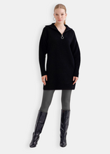 Load image into Gallery viewer, OKAB Black High Neck Knitted Sweater Dress