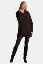 Load image into Gallery viewer, OKAB High Neck Knitted Sweater Dress Brown