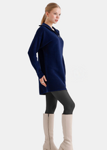 Load image into Gallery viewer, OKAB Blue High Neck Knitted Sweater Dress