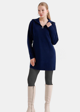 Load image into Gallery viewer, OKAB Blue High Neck Knitted Sweater Dress