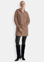 Load image into Gallery viewer, OKAB Beige High Neck Knitted Sweater Dress