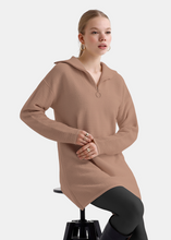 Load image into Gallery viewer, OKAB Beige High Neck Knitted Sweater Dress