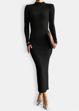 Load image into Gallery viewer, Black Mesh Long Dress – Timeless Elegance