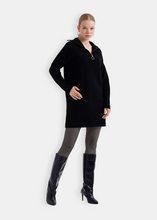 Load image into Gallery viewer, OKAB Black High Neck Knitted Sweater Dress