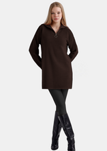 Load image into Gallery viewer, OKAB High Neck Knitted Sweater Dress Brown