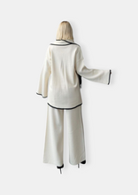 Load image into Gallery viewer, ADHIL Contrast Stitch Knit Cardigan Set with Scarf Cream White