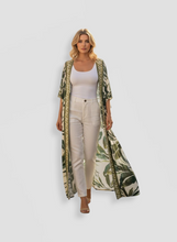 Load image into Gallery viewer, White & Green Palm Tree Kimono