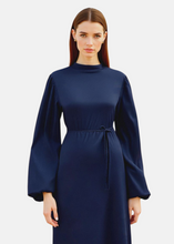 Load image into Gallery viewer, Robe Satin Bleu