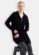 Load image into Gallery viewer, OKAB Black High Neck Knitted Sweater Dress