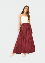 Laden Sie das Bild in den Galerie-Viewer, Burgunderfarbener, geknitterter Rock