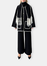 Load image into Gallery viewer, ADHIL Contrast Stitch Knit Cardigan Set with Scarf Black