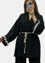 Load image into Gallery viewer, Black Linen Kimono Set
