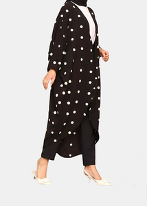 Long polka dot kimono Black