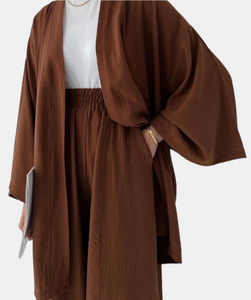 CASSIA Brown Kimono Set