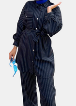 Load image into Gallery viewer, Navy blue striped set
