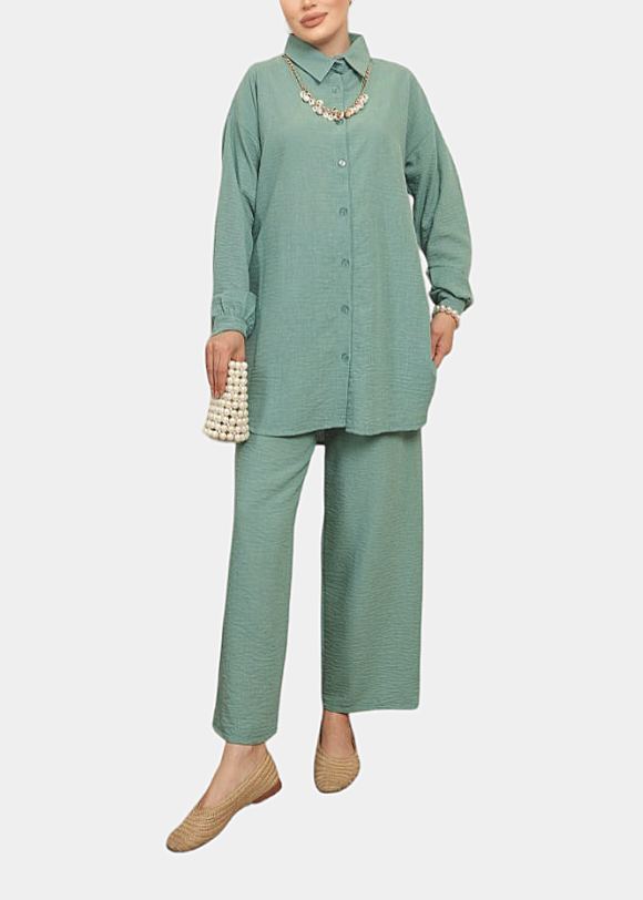 Mint green linen set