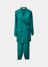 Load image into Gallery viewer, Turquoise green linen blazer &amp; pants set
