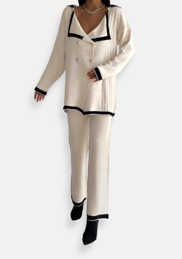 Knitted cardigan set Cream white