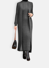 Load image into Gallery viewer, Long cardigan &amp; dress set Gray
