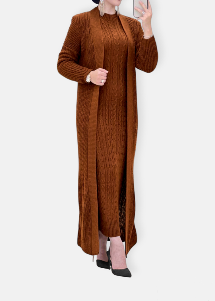 Tabac long cardigan & dress set