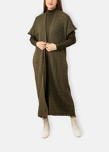 Khaki long vest &amp; dress set