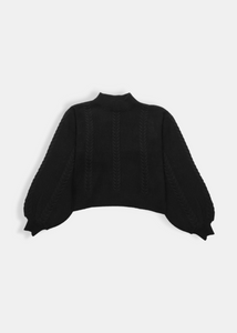 Geflochtener Strickpullover Schwarz